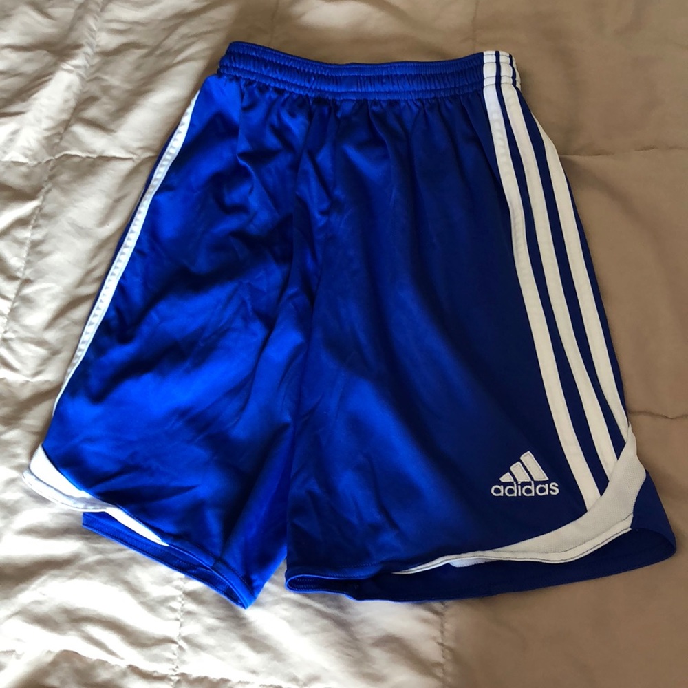 Royal blue adidas shorts size medium. Boys size